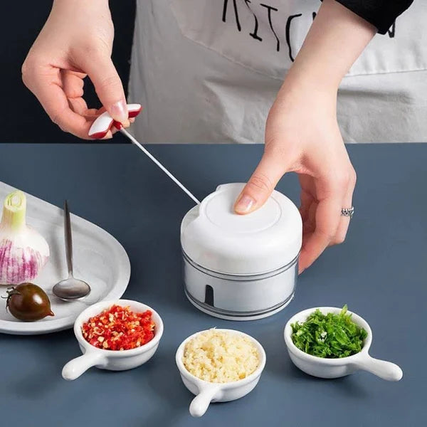 Mini Multiprocessador Triturador Manual 2 Lâminas Inox Alho  FRETE GRATIS